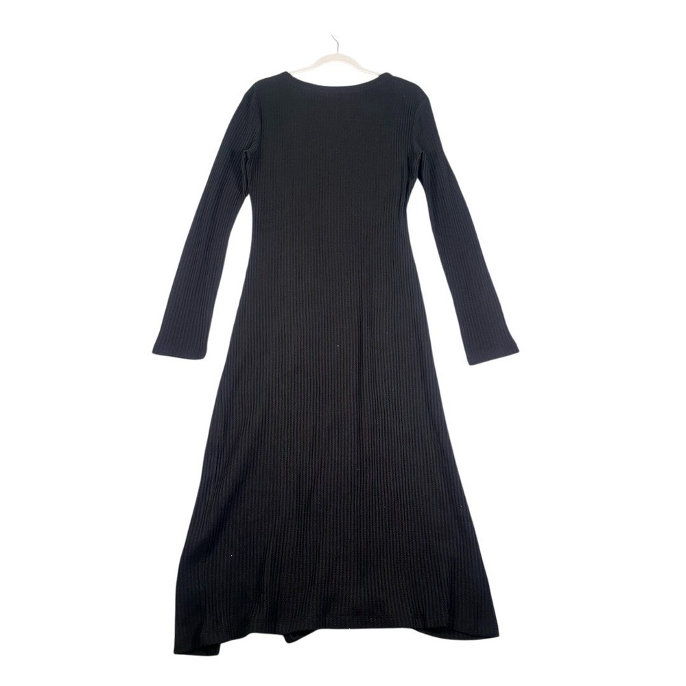 Daily Practice by Anthropologie Black Ribbed Long-Sleeve Midi Dress L – NWT - Picture 6 of 13